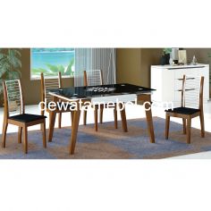 Dining Set 4 Chairs - Siantano DT DC Fujiyama / Cocoa Brown - Black